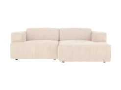 Canapé D'angle Droit 3 Places Aska En Velours Côtelé Beige