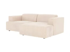 Canapé D'angle Droit 3 Places Aska En Velours Côtelé Beige -Canapé Soldes Boutique canape 13286705