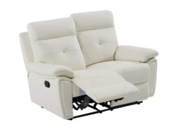 Canapé 2 Places Relax En Cuir Blanc VINETA -Canapé Soldes Boutique canape 13484469