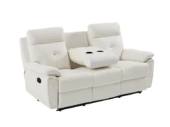 Canapé 3 Places Relax En Cuir Blanc VINETA 16 Canapé 3 Places Relax En Cuir Blanc VINETA -Canapé Soldes Boutique canape 13484523