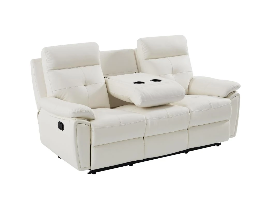 Canapé 3 Places Relax En Cuir Blanc VINETA 6 Canapé 3 Places Relax En Cuir Blanc VINETA – Image 6