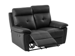 Canapé 2 Places Relax En Cuir Noir VINETA -Canapé Soldes Boutique canape 13484705