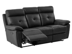 Canapé 3 Places Relax En Cuir Noir VINETA -Canapé Soldes Boutique canape 13484735