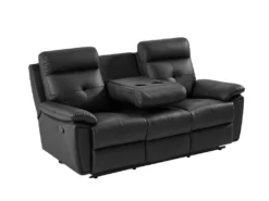 Canapé 3 Places Relax En Cuir Noir VINETA -Canapé Soldes Boutique canape 13484737