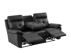 Canapé 3 Places Relax En Cuir Noir VINETA -Canapé Soldes Boutique canape 13484739