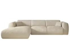 Grand Canapé D'angle Gauche En Tissu Texturé Beige POGNI -Canapé Soldes Boutique canape 13531487