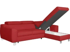 Canapé D'angle Convertible En Cuir Italien De Luxe 5 Places ASTORIA, Rouge Foncé, Angle Droit -Canapé Soldes Boutique canape 13580965