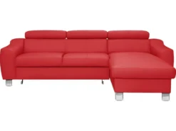 Canapé D'angle Convertible En Cuir Italien De Luxe 5 Places ASTORIA, Rouge Foncé, Angle Droit -Canapé Soldes Boutique canape 13580967