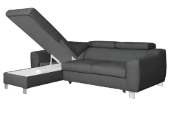 Canapé D'angle Convertible En Cuir Italien De Luxe 5 Places ASTORIA, Gris Foncé, Angle Gauche -Canapé Soldes Boutique canape 13580975