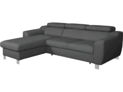 Canapé D'angle Convertible En Cuir Italien De Luxe 5 Places ASTORIA, Gris Foncé, Angle Gauche -Canapé Soldes Boutique canape 13580981