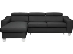 Canapé D'angle Convertible En Cuir Italien De Luxe 5 Places ASTORIA, Noir, Angle Gauche -Canapé Soldes Boutique canape 13580997