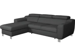 Canapé D'angle Convertible En Cuir Italien De Luxe 5 Places ASTORIA, Noir, Angle Gauche -Canapé Soldes Boutique canape 13580999