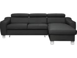 Canapé D'angle Convertible En Cuir Italien De Luxe 5 Places ASTORIA, Noir, Angle Droit -Canapé Soldes Boutique canape 13581013