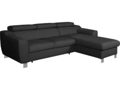 Canapé D'angle Convertible En Cuir Italien De Luxe 5 Places ASTORIA, Noir, Angle Droit -Canapé Soldes Boutique canape 13581017