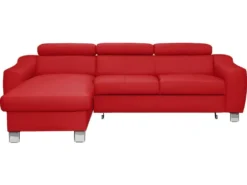 Canapé D'angle Convertible En Cuir Italien De Luxe 5 Places ASTORIA, Rouge Foncé, Angle Gauche -Canapé Soldes Boutique canape 13581027