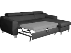 Canapé D'angle Convertible En Cuir Italien De Luxe 5 Places ASTORIA, Gris Foncé, Angle Droit -Canapé Soldes Boutique canape 13581035