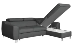 Canapé D'angle Convertible En Cuir Italien De Luxe 5 Places ASTORIA, Gris Foncé, Angle Droit -Canapé Soldes Boutique canape 13581037