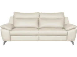 Canapé 3 Places Avec 2 Relax électriques En 100% Tout Cuir épais De Luxe Italien, PERINI, Blanc Cassé -Canapé Soldes Boutique canape 13581099