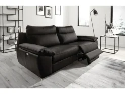 Canapé 2 Places Avec 2 Relax électriques En 100% Tout Cuir épais De Luxe Italien, PERINI, Noir