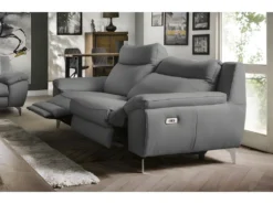 Canapé 3 Places Avec 2 Relax électriques En 100% Tout Cuir épais De Luxe Italien, PERINI, Gris -Canapé Soldes Boutique canape 13581175