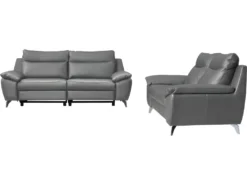 Canapé 3 Places Avec 2 Relax électriques En 100% Tout Cuir épais De Luxe Italien, PERINI, Gris -Canapé Soldes Boutique canape 13581181