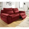 Canapé 2 Places Avec 2 Relax électriques En 100% Tout Cuir épais De Luxe Italien, PERINI, Rouge Foncé