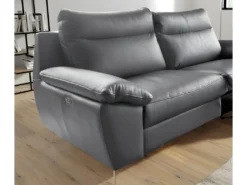 Canapé 2 Places Avec 2 Relax électriques En 100% Tout Cuir épais De Luxe Italien, PERINI, Gris -Canapé Soldes Boutique canape 13581207