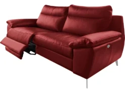 Canapé 3 Places Avec 2 Relax électriques En 100% Tout Cuir épais De Luxe Italien, PERINI, Rouge Foncé -Canapé Soldes Boutique canape 13581223