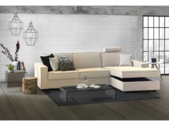 Canapé Daahje, Canapé D'angle, 100% Made In Italy, Canapé Avec Ouverture Pivotante, Péninsule De Conteneur Droite, Avec Accoudoirs Standards, Cm 280x95h90, Beige -Canapé Soldes Boutique canape 13592377