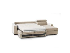 Canapé Daasen, Canapé D'angle, 100% Made In Italy, Canapé Avec Ouverture Pivotante, Avec Péninsule Conteneur Droite, Avec Accoudoirs Fins, Cm 260x95h85, Beige -Canapé Soldes Boutique canape 13592399