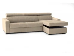 Canapé Daasen, Canapé D'angle, 100% Made In Italy, Canapé Avec Ouverture Pivotante, Avec Péninsule Conteneur Droite, Avec Accoudoirs Fins, Cm 260x95h85, Beige -Canapé Soldes Boutique canape 13592401