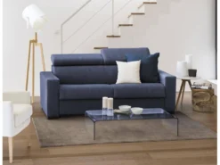 Canapé Daankou, Canapé 3 Places, 100% Made In Italy, Canapé De Salon à Ouverture Pivotante, Avec Appuis-tête Réglables Et Accoudoirs Standard, Cm 220x95h85, Bleu -Canapé Soldes Boutique canape 13592445