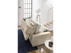 Canapé Daara, Canapé 3 Places, 100% Made In Italy, Canapé De Salon à Ouverture Pivotante, Avec Appuis-tête Réglables Et Accoudoirs Fins, Cm 200x95h85, Beige -Canapé Soldes Boutique canape 13592605