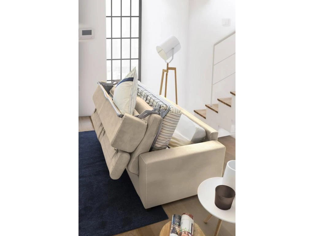Canapé Daankou, Canapé 3 Places, 100% Made In Italy, Canapé De Salon à Ouverture Pivotante, Avec Appuis-tête Réglables Et Accoudoirs Standard, Cm 220x95h85, Beige 5 Canapé Daankou, Canapé 3 Places, 100% Made In Italy, Canapé De Salon à Ouverture Pivotante, Avec Appuis-tête Réglables Et Accoudoirs Standard, Cm 220x95h85, Beige – Image 5