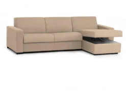 Canapé Dabala, Canapé D'angle, 100% Made In Italy, Canapé Avec Ouverture Pivotante, Avec Conteneur Réversible Péninsule, Avec Accoudoirs Fins, Cm 260x95h90, Beige -Canapé Soldes Boutique canape 13592799