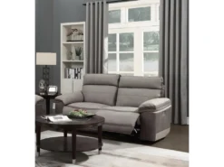 Canapé Relaxation 2,5 Places Motorisé En Tissu Bicolore Beige - CLARA -Canapé Soldes Boutique canape 13607575