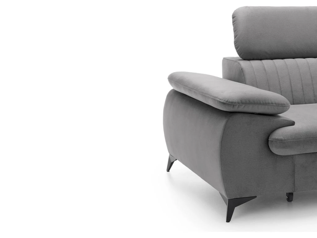 Canapé D'angle Droit Convertible En Velours Gris Clair SAMARA De Pascal Morabito 5 Canapé D'angle Droit Convertible En Velours Gris Clair SAMARA De Pascal Morabito – Image 5