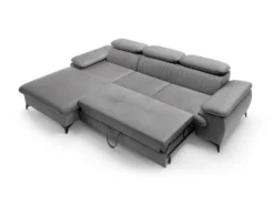 Canapé D'angle Gauche Convertible En Velours Gris Clair SAMARA De Pascal Morabito -Canapé Soldes Boutique canape 13607725