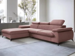 Canapé D'angle Gauche Convertible En Velours Rose SAMARA De Pascal Morabito -Canapé Soldes Boutique canape 13607753