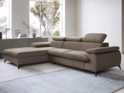 Canapé D'angle Gauche Convertible En Velours Taupe SAMARA De Pascal Morabito -Canapé Soldes Boutique canape 13607769