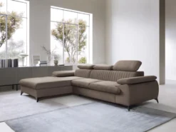 Canapé D'angle Gauche Convertible En Velours Taupe SAMARA De Pascal Morabito