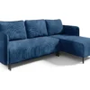 Canapé D'angle Réversible Et Convertible 3 Places Avec Coffre Robin Velours Côtelé Bleu