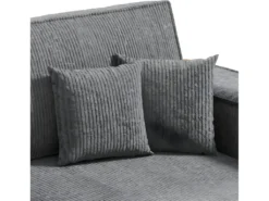 Canapé D'angle Réversible Et Convertible 3 Places Avec Coffre Isaac Mini Velours Côtelé Gris -Canapé Soldes Boutique canape 13614167