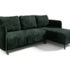 Canapé D'angle Réversible Et Convertible 3 Places Avec Coffre Robin Velours Côtelé Vert Sapin