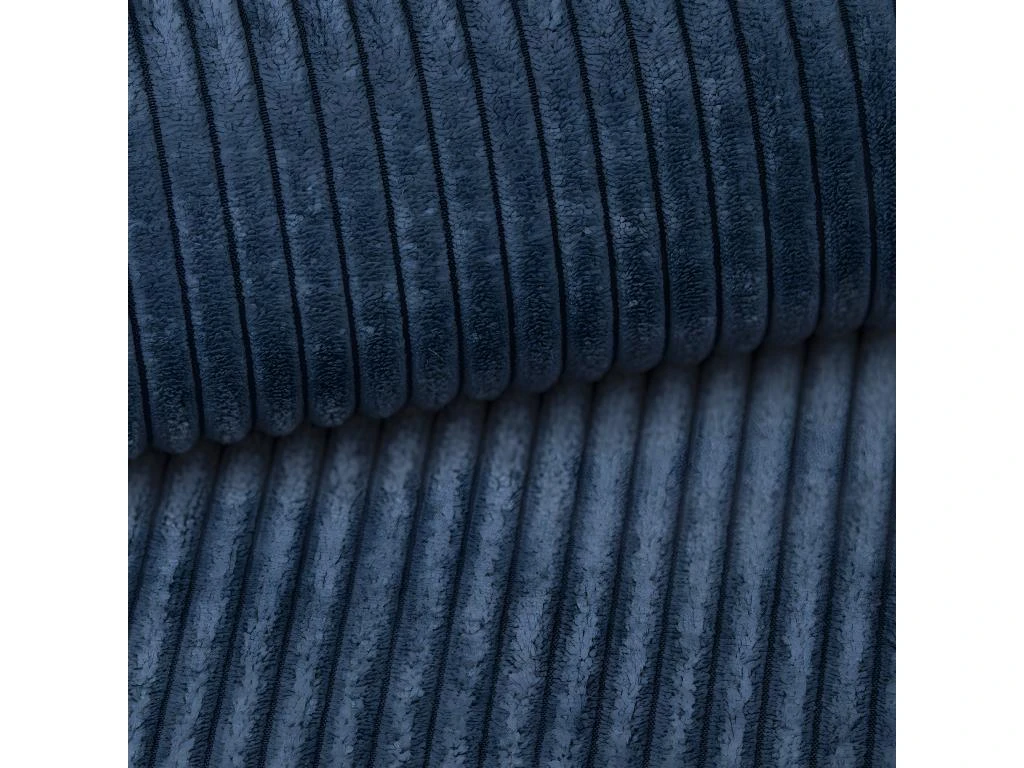 Canapé D'angle Réversible Et Convertible 3 Places Avec Coffre Isaac Mini Velours Côtelé Bleu 5 Canapé D'angle Réversible Et Convertible 3 Places Avec Coffre Isaac Mini Velours Côtelé Bleu – Image 5