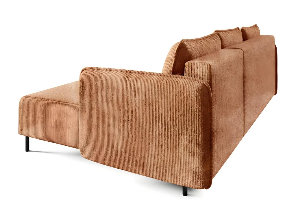 Canapé D'angle Réversible Et Convertible 3 Places Avec Coffre Robin Velours Côtelé Orange Brique 4 Canapé D'angle Réversible Et Convertible 3 Places Avec Coffre Robin Velours Côtelé Orange Brique – Image 4