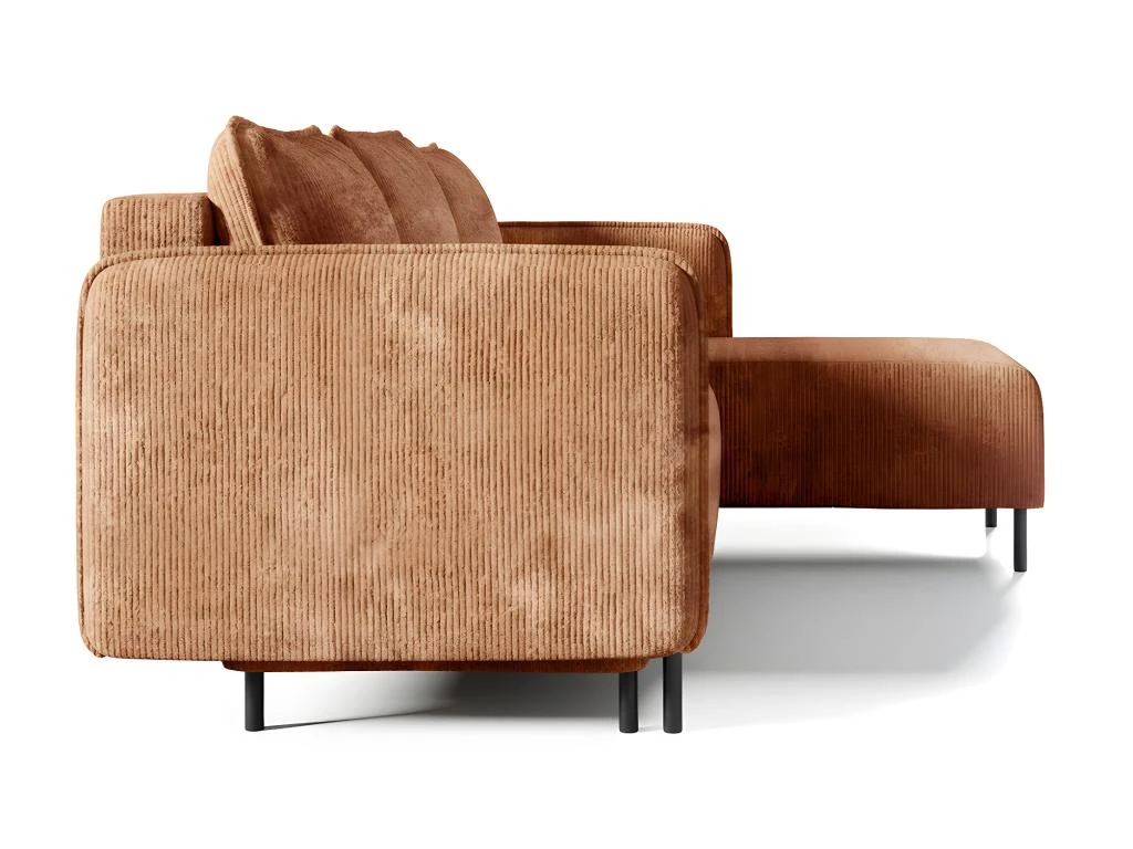 Canapé D'angle Réversible Et Convertible 3 Places Avec Coffre Robin Velours Côtelé Orange Brique 5 Canapé D'angle Réversible Et Convertible 3 Places Avec Coffre Robin Velours Côtelé Orange Brique – Image 5