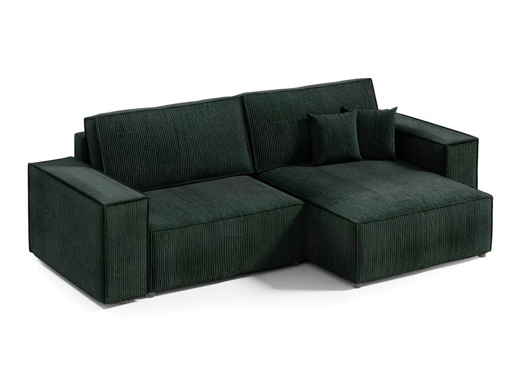 Canapé D'angle Réversible Et Convertible 3 Places Avec Coffre Isaac Mini Velours Côtelé Vert Sapin 1 Canapé D'angle Réversible Et Convertible 3 Places Avec Coffre Isaac Mini Velours Côtelé Vert Sapin