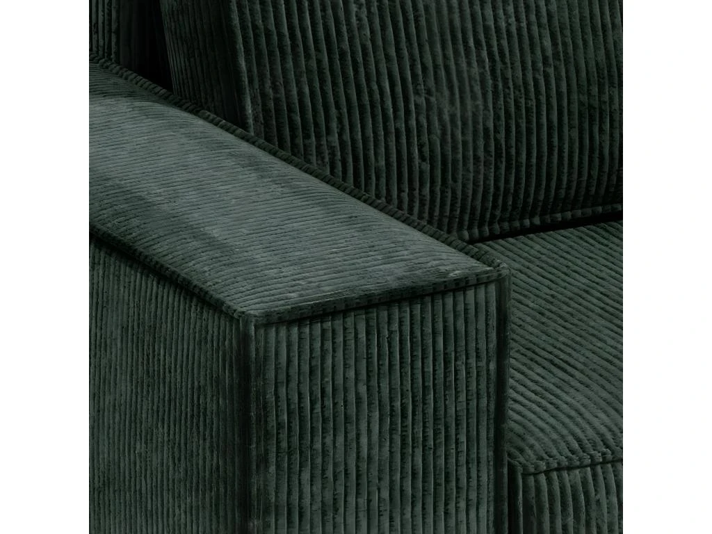 Canapé D'angle Réversible Et Convertible 3 Places Avec Coffre Isaac Mini Velours Côtelé Vert Sapin 2 Canapé D'angle Réversible Et Convertible 3 Places Avec Coffre Isaac Mini Velours Côtelé Vert Sapin – Image 2