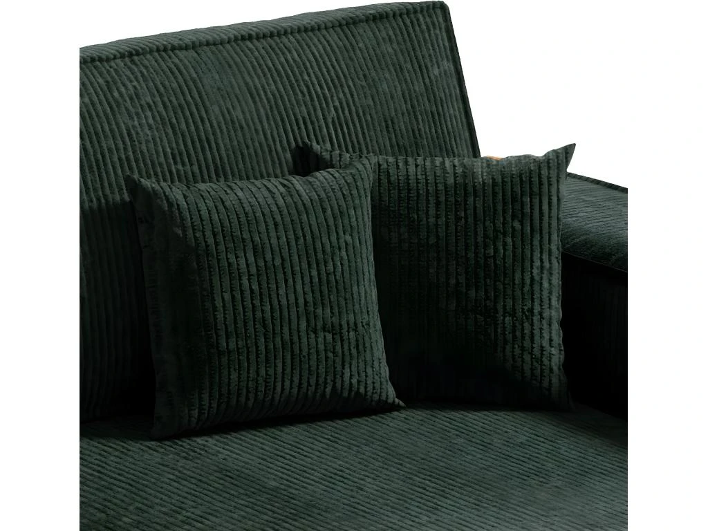 Canapé D'angle Réversible Et Convertible 3 Places Avec Coffre Isaac Mini Velours Côtelé Vert Sapin 4 Canapé D'angle Réversible Et Convertible 3 Places Avec Coffre Isaac Mini Velours Côtelé Vert Sapin – Image 4